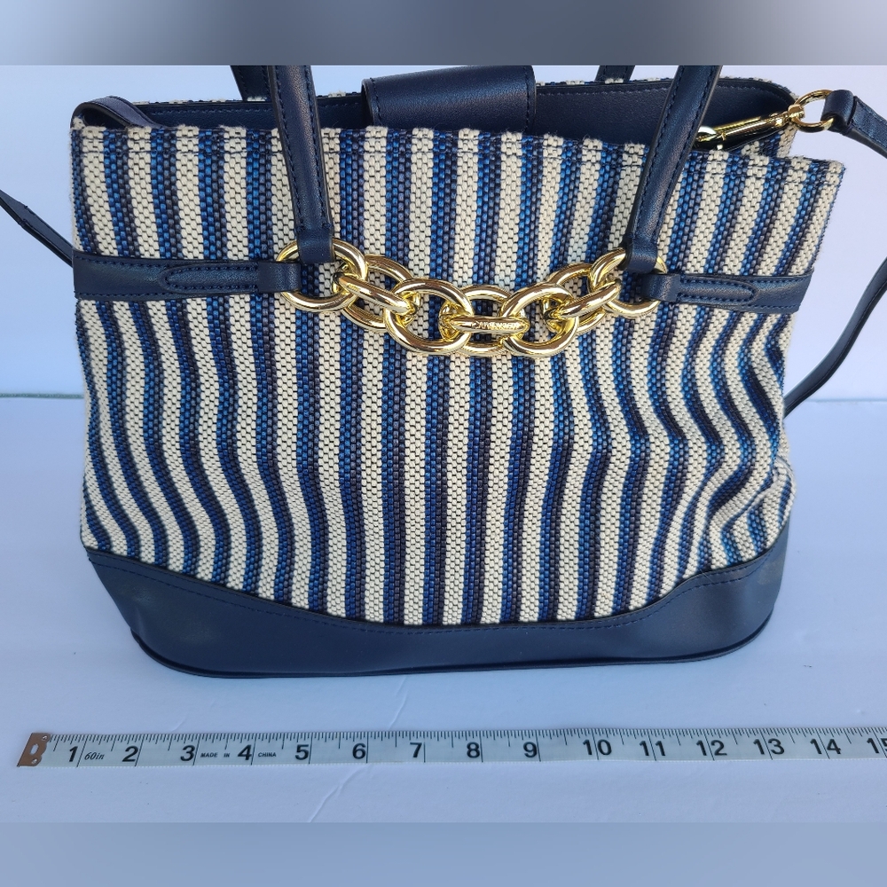 Calvin Klein Collection Blue and Gold Shoulder Bag